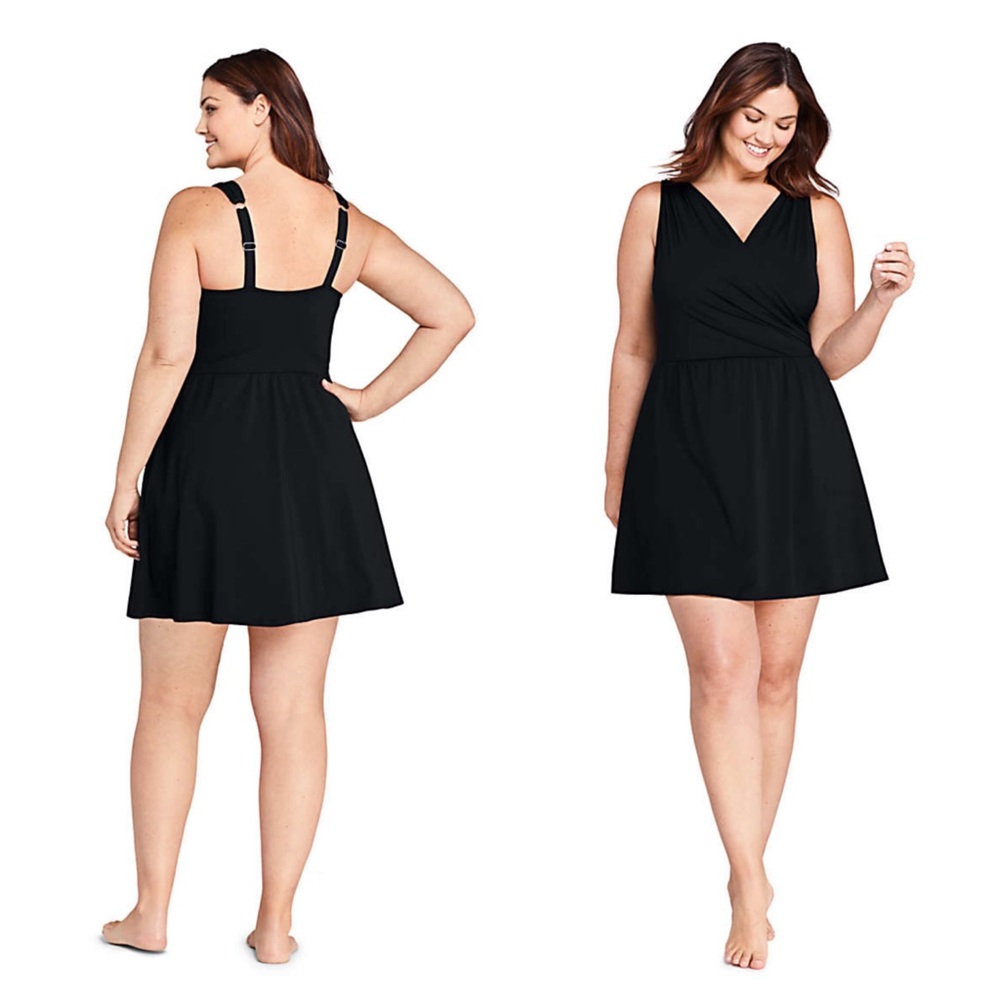 NWOT Lands End swim dress color black